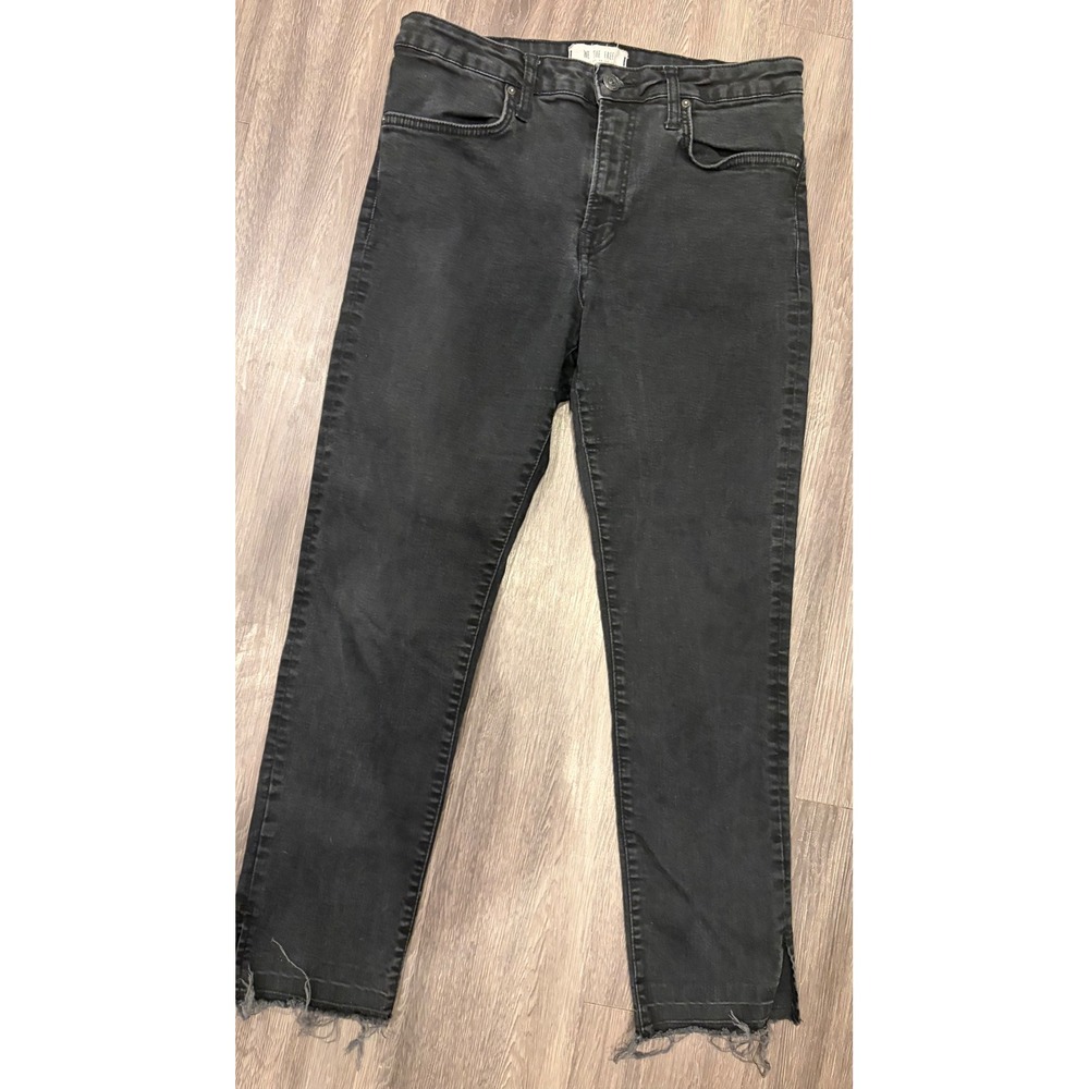 We The Free People Jeans Womens 29 Black High Rise Raw Hem Straight Leg Denim